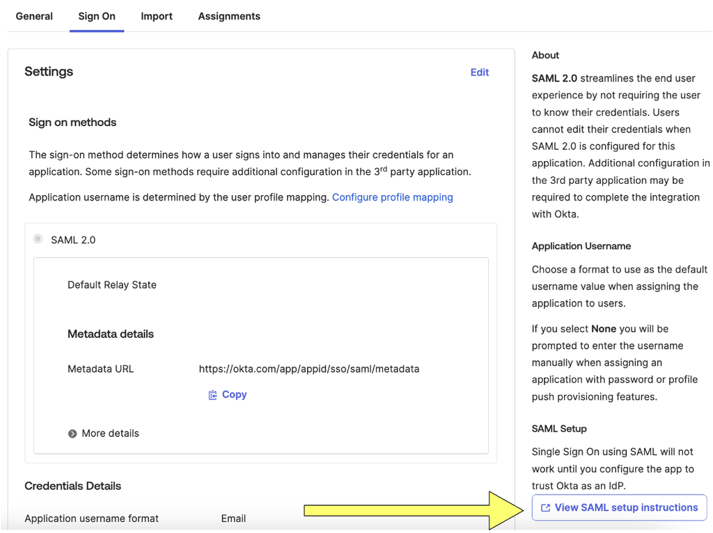 Okta SAML Setup Instructions